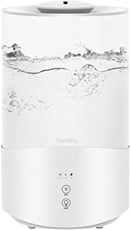 Homasy Cool Mist Humidifier, up to 50H Top-Filling Humidifier for Bedroom, 24dB Quiet Ultrasonic Humidifier Diffuser with Touch Screen White