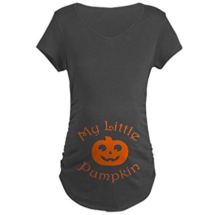 CafePress-My Little Pumpkin Halloween Dark Maternity T-Shirt-Cotton Maternity T-shirt, Cute & Funny Pregnancy Tee