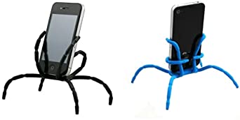 Aurora Universal Multi-function Spider Flexible Phone Car Holder hanging Mount and Stand for iPhone 6 plus/6/5/5S 4/4S and samsung Andriod Phones in Car Bicycle Desk Plane (Black and Blue)