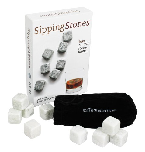 Sipping Stones - Set of 9 White Whisky Chilling Rocks - Made of 100% Pure Soapstone