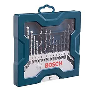 Bosch Professional 15 pcs wood   metal   masonry drill bit set