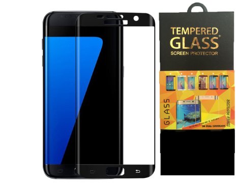 Auto Rover S7 edge screen protector - Samsung Galaxy S7 Edge Tempered Glass - High Definition - Full 100% Coverage(Black)
