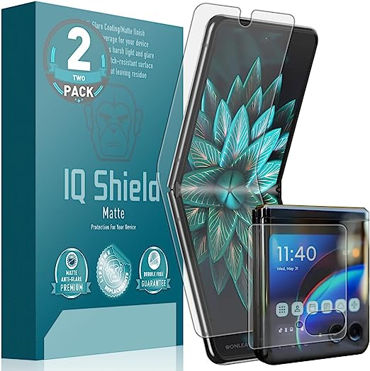 IQShield Matte Screen Protector Compatible with Motorola Razr , Plus (2023) (2-Pack) Anti-Glare Anti-Bubble Film