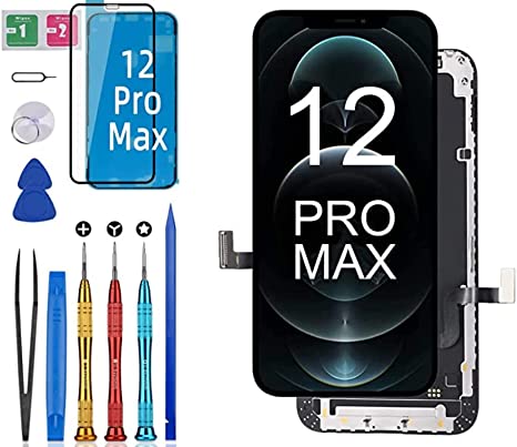 Group Vertical for iPhone 12 Pro Max Replacement Kit Touch Screen Digitizer LCD 3D Touch with Tools - Incell 6.7 in