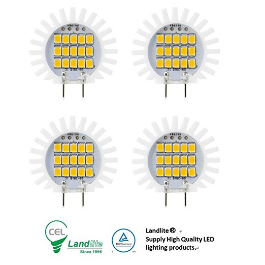 Landlite Dimmable LED G8 bulbs (with Electric Shock Protection ) G8-2018 2.3W warmwhite 4PK for puck light , Ceramic Sunflower (4PK) …