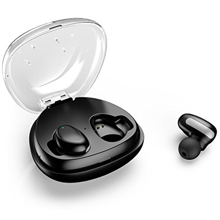 True Wireless Earbuds,Mini Wireless Headphones Dual V4.2 In Ear Bluetooth Earbuds Touch Control Built-in MIC and Charging Box for Workout and Travel Work Compatible with IOS & Android(Black) Sanag