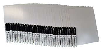 NEOPlex Student Laptop Dry Erase Combo Set - Includes 30 Dry Erase Boards (8.5" x 11") and 30 Black BRITErase Markers