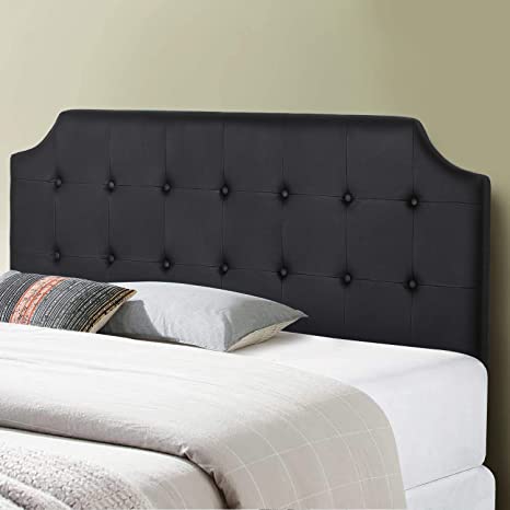 VECELO Faux Leather Upholstered Headboard Black, Full Size Button Tufted Design Bed Backboard