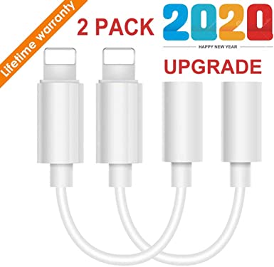 Lighting to 3.5 mm Headphone Adapter Earphone Earbuds Adapter Jack 2 Pack,Smooth Linking,Compatible with Apple iPhone 11 Pro Max X/XS/Max/XR 7/8/8 Plus Plug and Play Distribution Panels