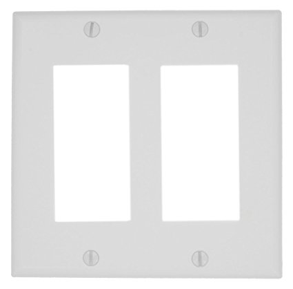 Leviton 80409-NW 2-Gang Decora/GFCI Device Wallplate, Standard Size, White