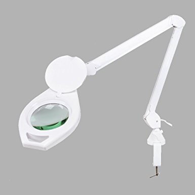 Quantum Precision Ultra-Efficient 60 SMD LED Spring-Arm Magnifier Lamp with Clamp