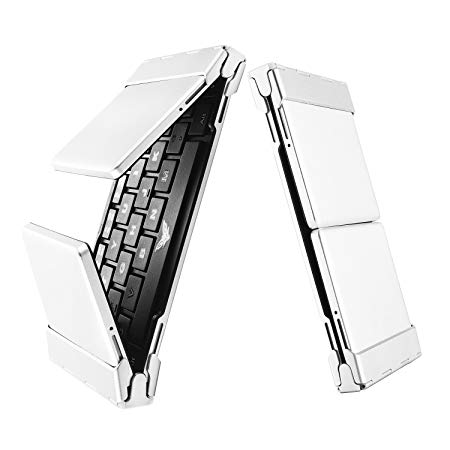 Airfox K50 Ultra Slim Wireless Bluetooth Keyboard for for Android, Windows, iOS and Mac - Aluminum Alloy,Rechargeable Battery,Portable Folding