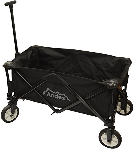 Andes Black Collapsible Portable Folding Camping Wagon Cart Trolley Festival