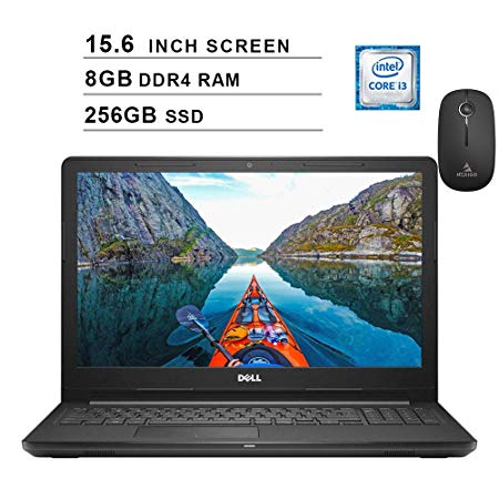 2020 Dell Inspiron 15 3000 i3576 15.6 Inch HD Laptop (Intel Core i3-8130U 3.40 GHz, 8GB DDR4 RAM, 256GB SSD, Windows 10, Black)   NexiGo Wireless Mouse Bundle (Renewed)