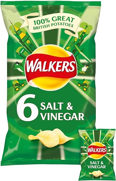 Walkers Salt and Vinegar Crisps 6 Pack 150g