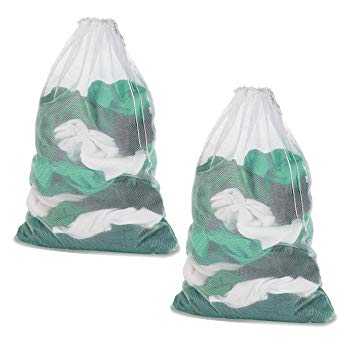 Laundry Bag ,Mesh Washing Clothes Bags - For Washing Machines - 60x90 cm(23.62"x35.4")- White - 2 Pcs - Meowoo