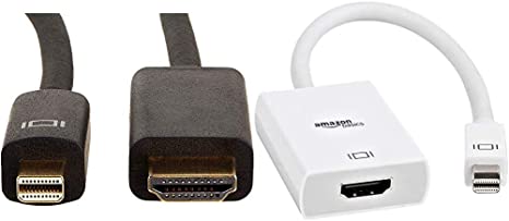 AmazonBasics Mini DisplayPort to HDMI Display Adapter Cable - 6 Feet Bundle with AmazonBasics Mini DisplayPort Thunderbolt to HDMI Adapter - Compatible with Apple iMac and MacBook