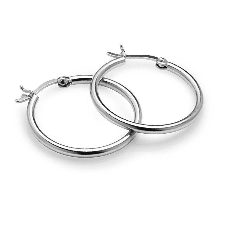 River Island Jewelry - 925 Sterling Silver Classic High Polished Hoop Earrings