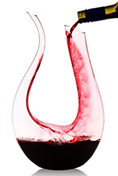 Culinaire 1750 ml ( 59.2 oz ) U Shaped Crystal Glass Wine Decanter / Wine Carafe