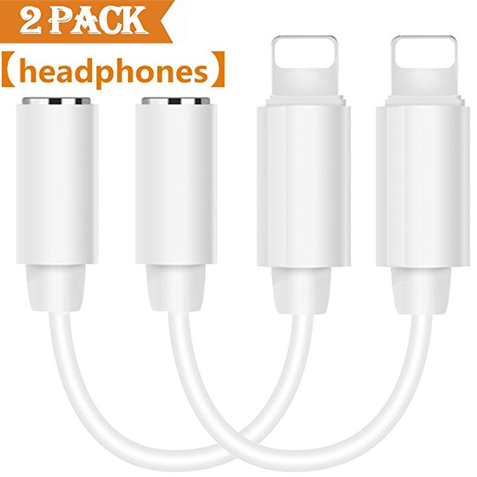 Lightning Adapter,Headphone Jack Dongle for iPhone 7/7 Plus iPhone 6/6Plus.Earphone to 3.5mm Aux Adaptor Connector Audio Cable Accessories Female Converter Compatible with iOS 10.2-White