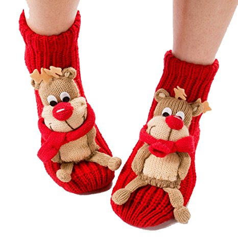 Coxeer® Christmas Socks 3d Cartoon Animal Non-slip Household Floor Socks for Women
