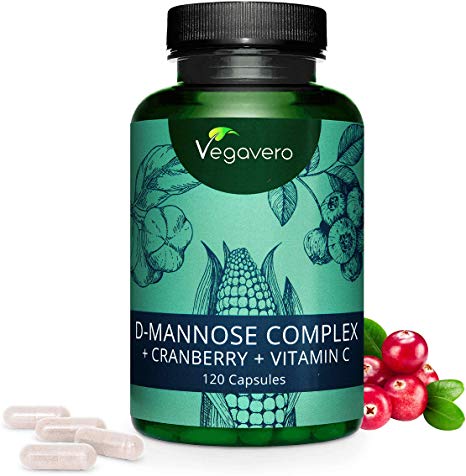 VEGAVERO® D-Mannose + Cranberry Extract | 2000mg Highest Dosage | with Vitamin C from Acerola | Suitable for Diabetics | Natural Support | 120 Capsules | 100% Vegan