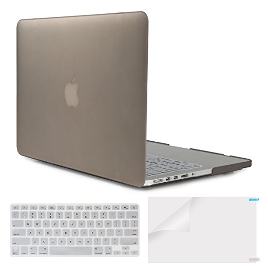 PUREBOX Soft-Skin Plastic Hard Case, Keyboard Cover and Screen Protector for Macbook Pro 13.3-Inch with Retina Display (NO CD-ROM) (Model: A1502 / A1425), Gray