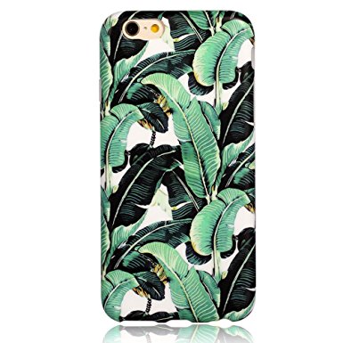 iPhone 6S Plus Case, Leminimo(TM) Anti Shock Design TPU Flexible Case For iPhone 6 6S Plus [5.5 inch Display] - Banana Leave Pattern Slim Fit Snap On Shell Full Protection Case(2016 Summer)