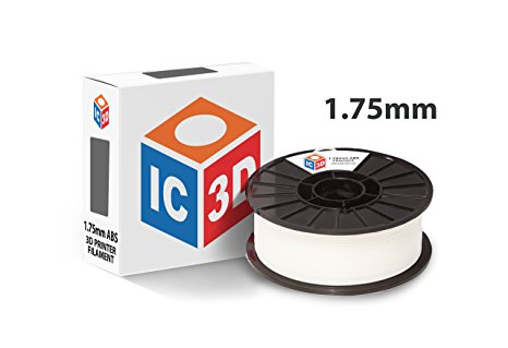 IC3D White 1.75mm ABS 3D Printer Filament - 2.1lb Spool - Dimensional Accuracy  /- 0.05mm - Professional Grade 3D Printing Filament - MADE IN USA
