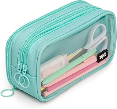 ZIPIT Half & Half Pencil Case for Adults and Teens, Large Capacity Pouch, Sturdy Pen Organizer (Mint)