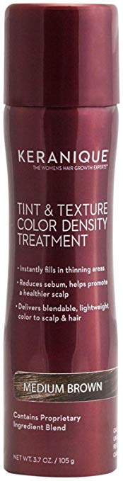 Keranique Tint & Texture, Color Density Treatment, 3.7 Fl Oz, Medium Brown - Instant Body, Volume and Lift to Thinning Hair, Helps Reduce Oil and Sebum - Advanced Treatment for Thinning Hair