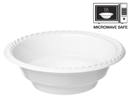 Propack 18 Ounce Disposable Bowls Microwave Safe 50 Count White Pack of 3 150 Bowls Total
