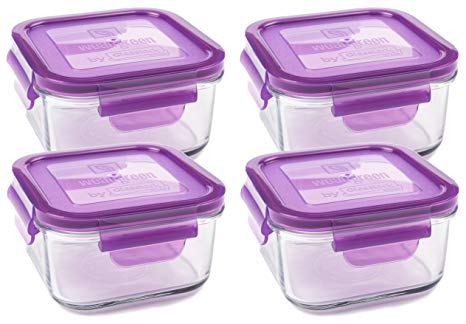 Wean Green Lunch Cubes Glass Food Containers - Grape (4 Pack)