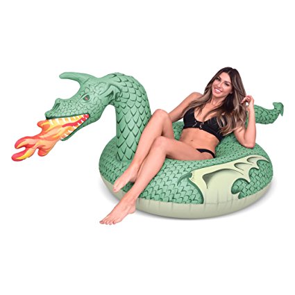 GoFloats Fire Dragon Party Tube Inflatable Raft, Set Your Summer on Fire (for Adults and Kids)