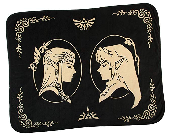 Bioworld Nintendo Legend of Zelda Link and Zelda Coral Fleece Throw Blanket