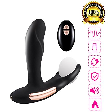 BigBanana Prostate Vibrating Massager with 2 Powerful Motors for Wireless Pleasure,Remote Control Anal Plug and G-Spot Rechargeable Vibrator with 7 Stimulation Modes ,Ultra-Discreet Shipping (Black7)