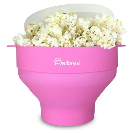 Salbree Collapsible Silicone Microwave Popcorn Popper, Pink