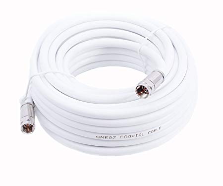 Smedz 5 m RG6 Satellite TV Coax Cable Extension Kit with Fitted Compression F Connectors for Sky HD, Freesat & Virgin - White
