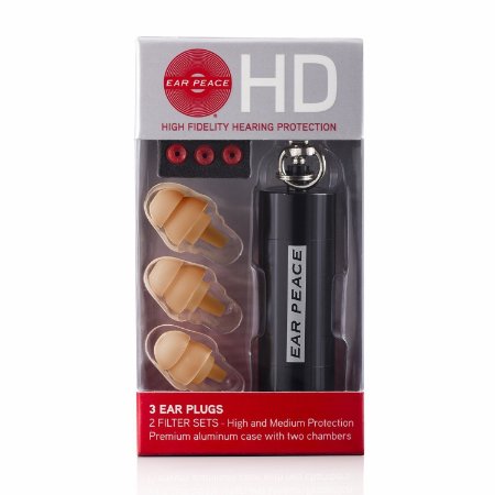 EarPeace HD High Fidelity Hearing Protection: Ear Plugs for Concerts & Music Professionals (Black/Tan)