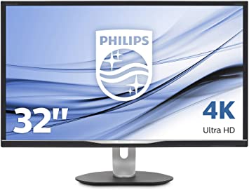 Philips 328P6VJEB 32-Inch 4K LED Monitor, height adjust, Speakers (3840 x 2160 @ 60 Hz, Brightness:300 cd/, VGA, DVI-D,DP/HDMI/USB 3.0 x 4 ), Black