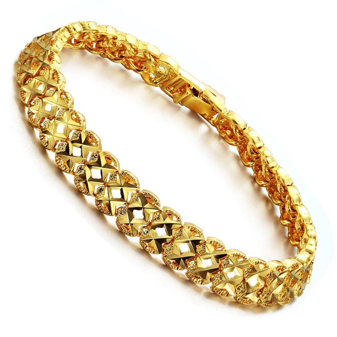 Opk Jewelry Fashion 18K Gold Plated Women's Bracelets GP Wristband Chain Bangle Hollow Out Gifts