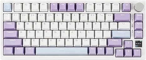 EPOMAKER Ajazz AK820 Pro 75% Mechanical Keyboard, Gasket-Mounted Gaming Keyboard with TFT Smart Display&Knob, Bluetooth 5.1/2.4G Wireless/Type-C Wired Custom Keyboard (Purple, Flying Fish Switch)