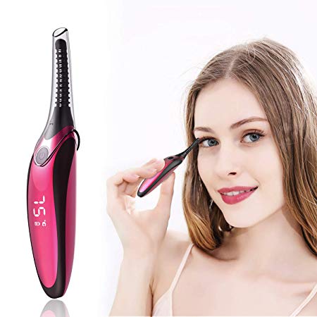 Heated Eyelash Curler, Electric Eyelash Curler, Mini USB Rechargeable LCD Display Quick Heating with 4 Temperature Gears, Long Lasting Safe and Natural【2020 Newest】YOMOCHI