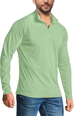 Mens Quarter Zip Pullover Shirt Long Sleeve Golf Sweatshirt Mock Neck 1/4 Zipper Athletic Workout Running Polo Tops