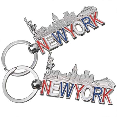 2X Colorful New York Letter Skyline Landmarks Metal Keychain NYC Souvenir-Set of 2