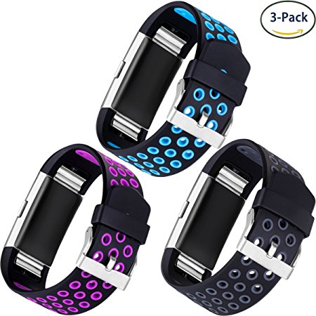 Maledan Replacement Bands for Fitbit Charge 2, Available in Different Colors and 3 Styles