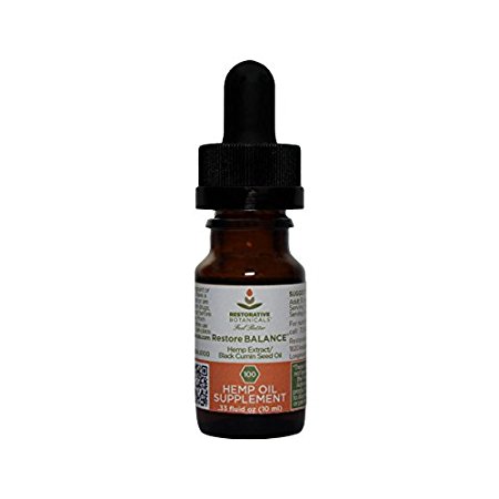 Restore BALANCE Hemp Oil Extract 100 mg - 0.33 ounce (10ml) & Black Cumin Seed Oil Infusion by Restorative Botanicals (0.33 Ounce)