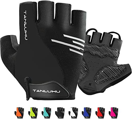 Tanluhu Men Bike Gloves Cycling Gloves Moutain Bike Gloves - Anti-Slip Shock-Absorbing Padded Breathable Half Finger Road Biking Glove Women