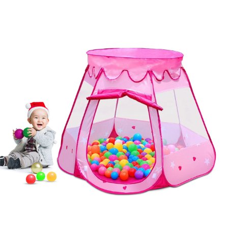 Ylovetoys Kids Toy Pink Princess Play Tent Girls Gifts for 1-8 Years Old Children(Not Included Balls)