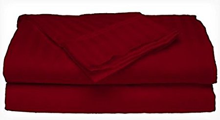 Deluxe Home 4-Piece Bed Sheet Set - Dobby Stripe - Microfiber - (King, Burgundy)